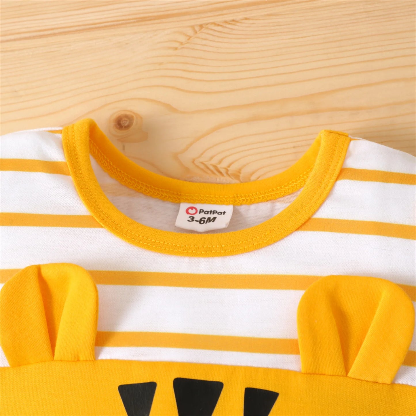 Cartoon Tiger Print Yellow Striped  Baby Boy Clothes