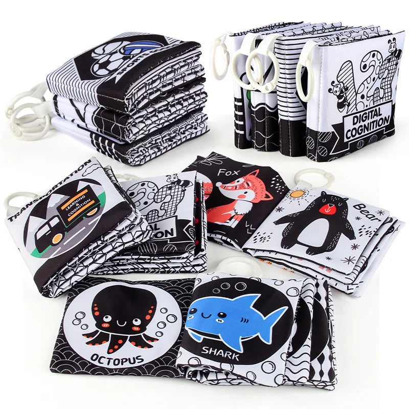 5 Pages Black and White Baby Cloth Book