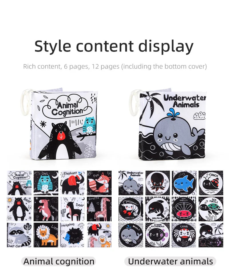 5 Pages Black and White Baby Cloth Book