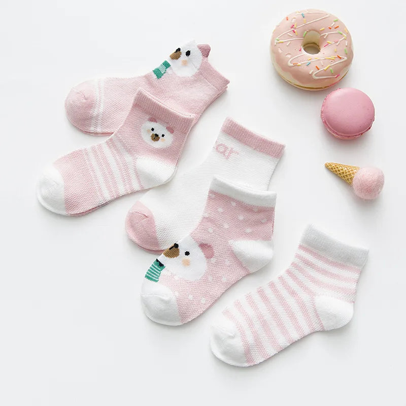 5Pairs Infant Cotton Mesh Baby Socks