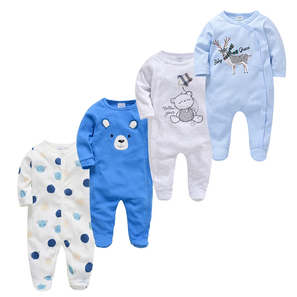 Pack of 4 Pattern Baby sleepsuits