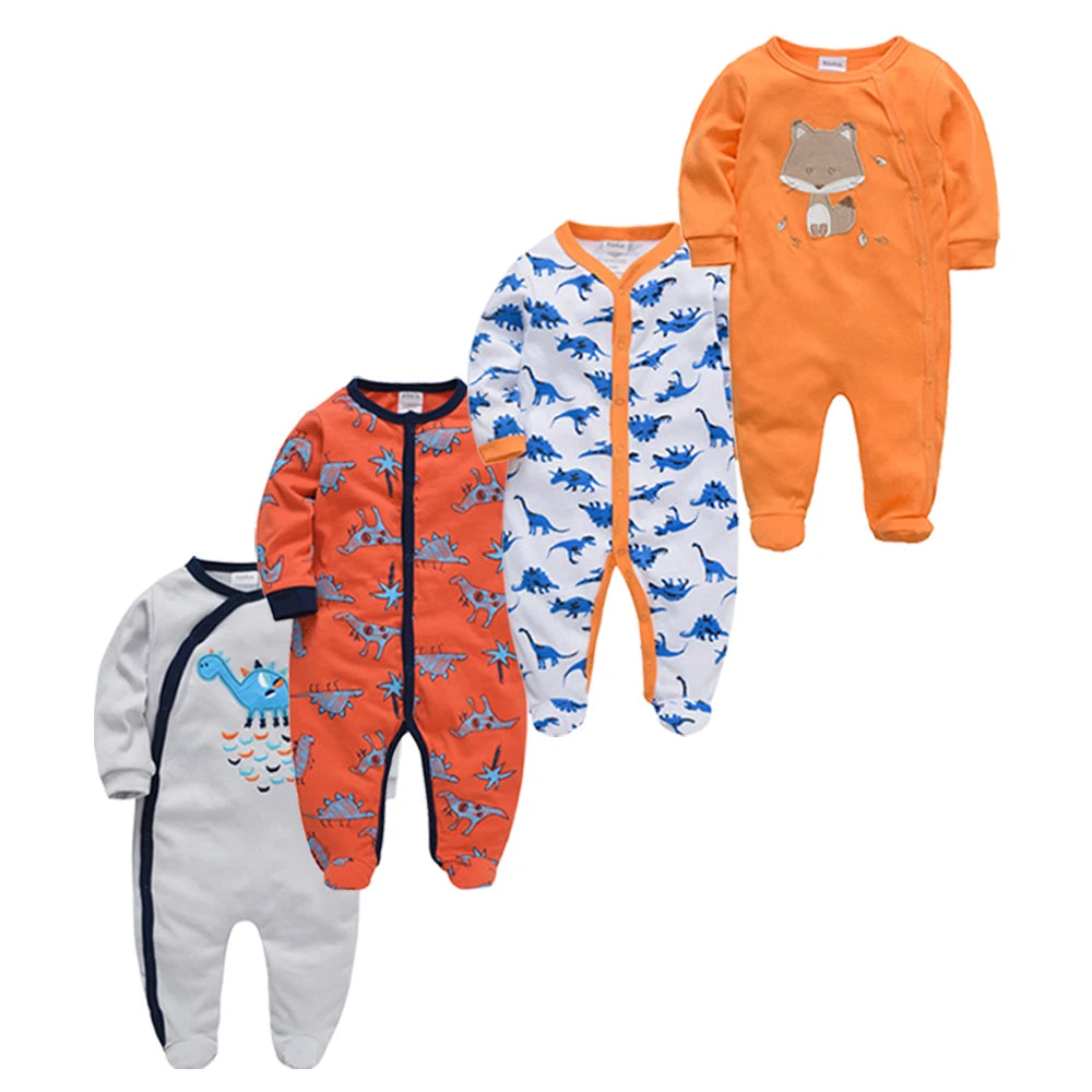 Pack of 4 Pattern Baby sleepsuits