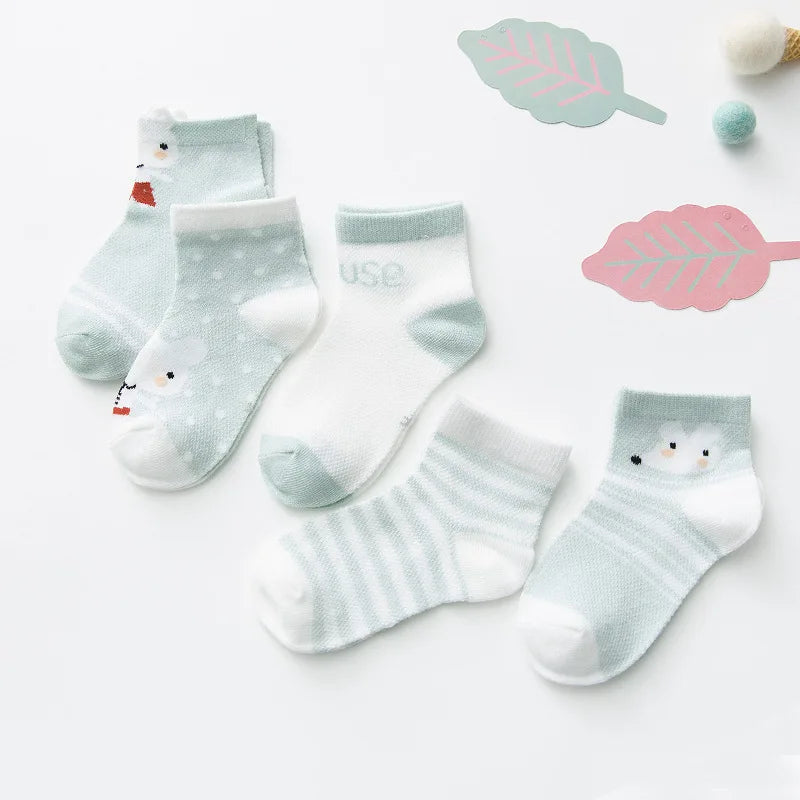 5Pairs Infant Cotton Mesh Baby Socks