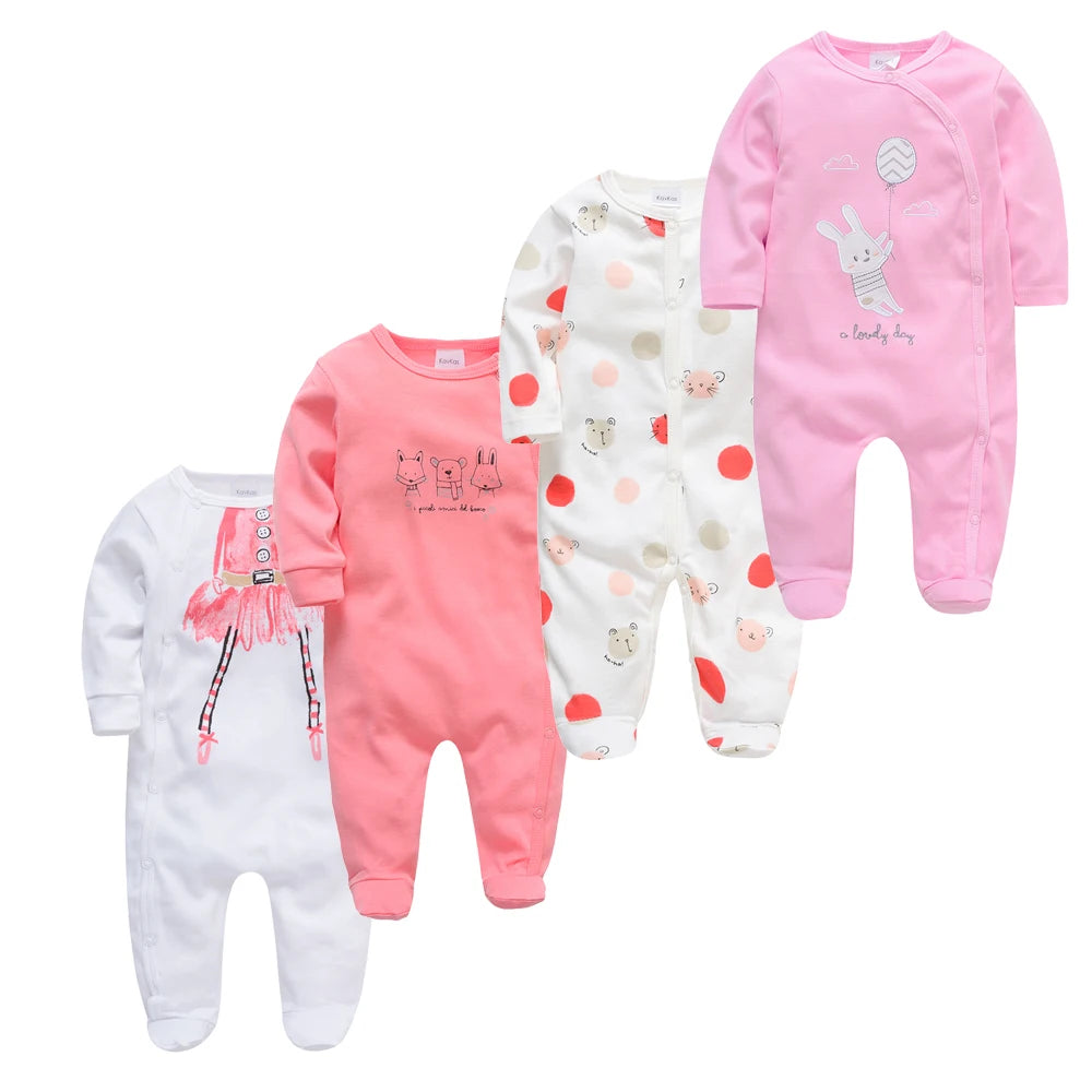 Pack of 4 Pattern Baby sleepsuits