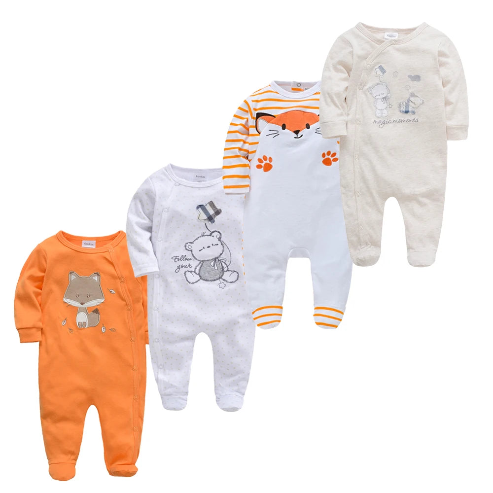 Pack of 4 Pattern Baby sleepsuits