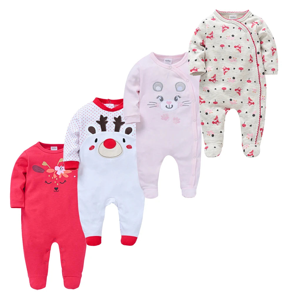 Pack of 4 Pattern Baby sleepsuits