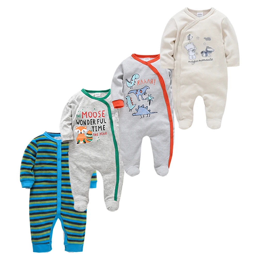 Pack of 4 Pattern Baby sleepsuits