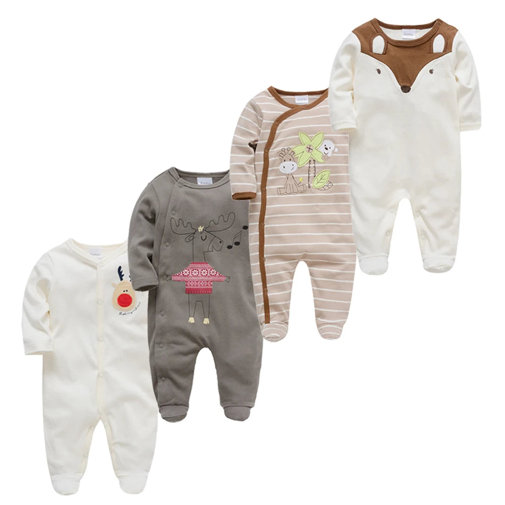 Pack of 4 Pattern Baby sleepsuits