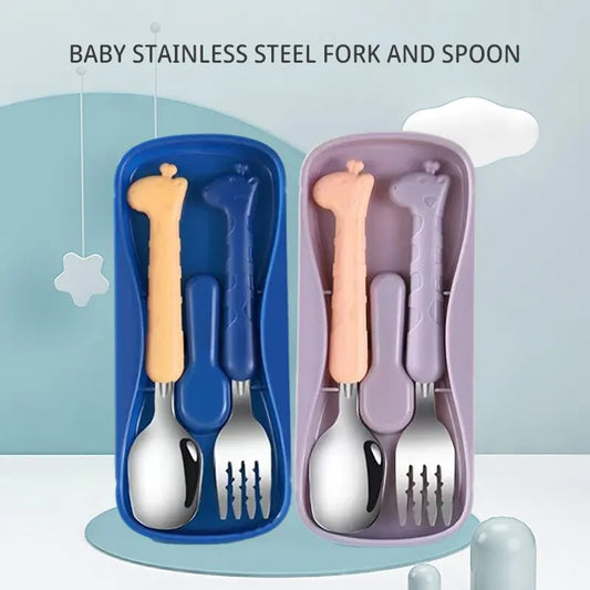 Box Set Steel Knife And Fork Baby Eating Training Utensils