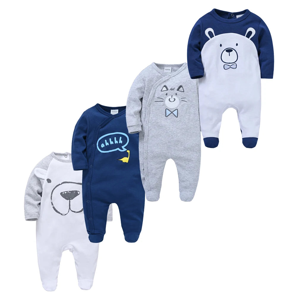 Pack of 4 Pattern Baby sleepsuits