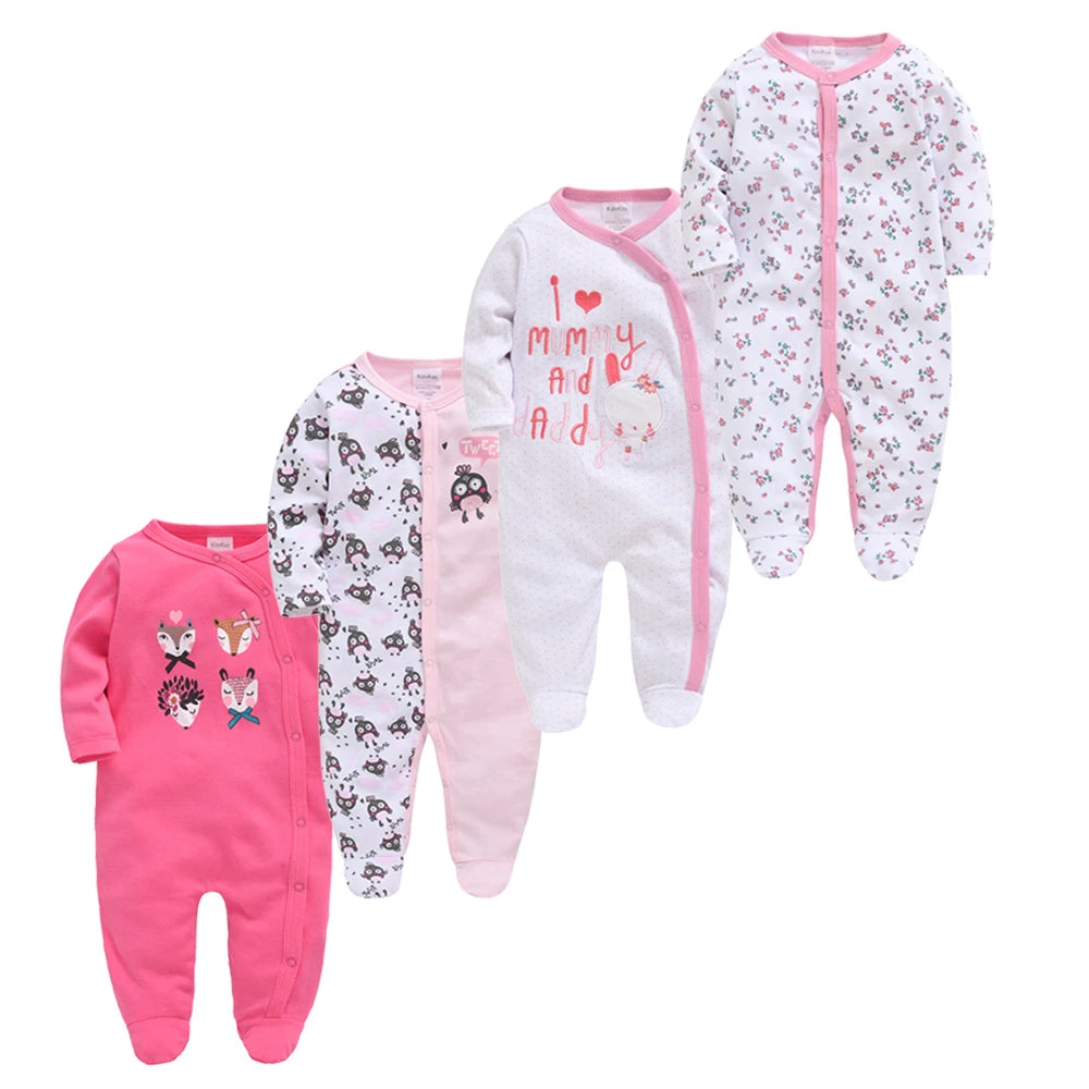 Pack of 4 Pattern Baby sleepsuits