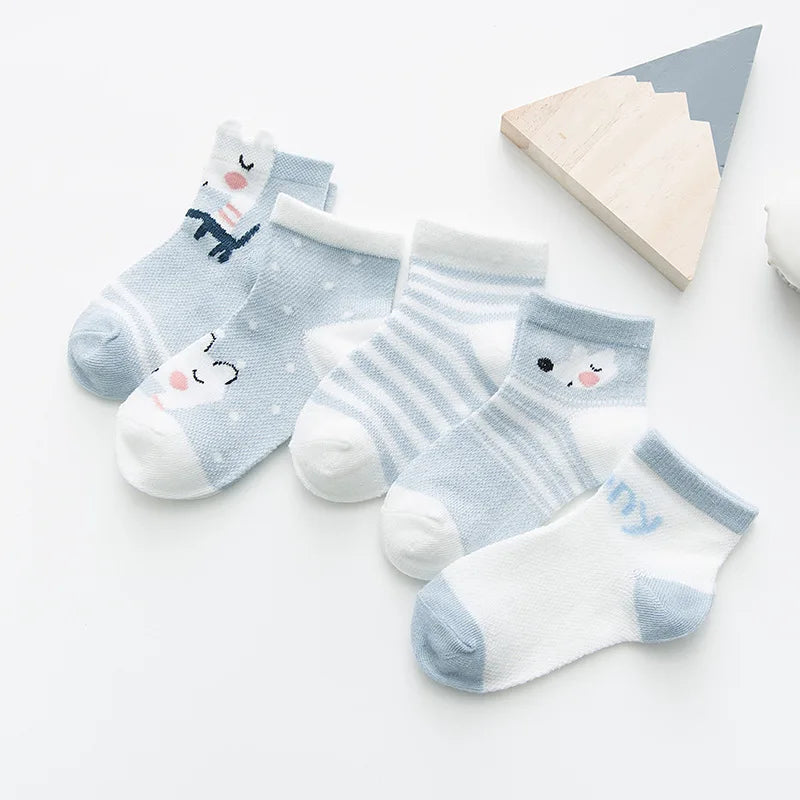 5Pairs Infant Cotton Mesh Baby Socks