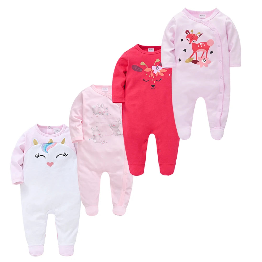 Pack of 4 Pattern Baby sleepsuits