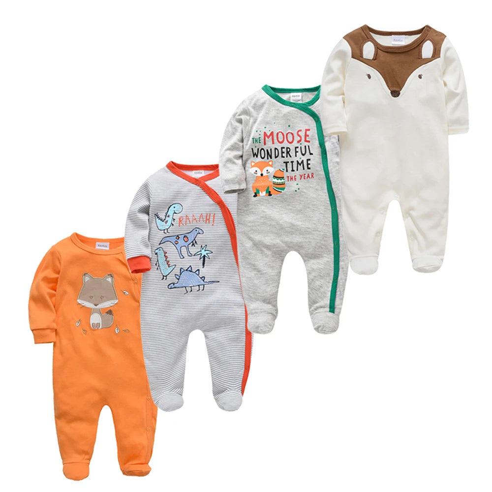 Pack of 4 Pattern Baby sleepsuits