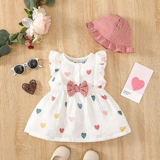 2 PCS Baby Girls Dress Hearts