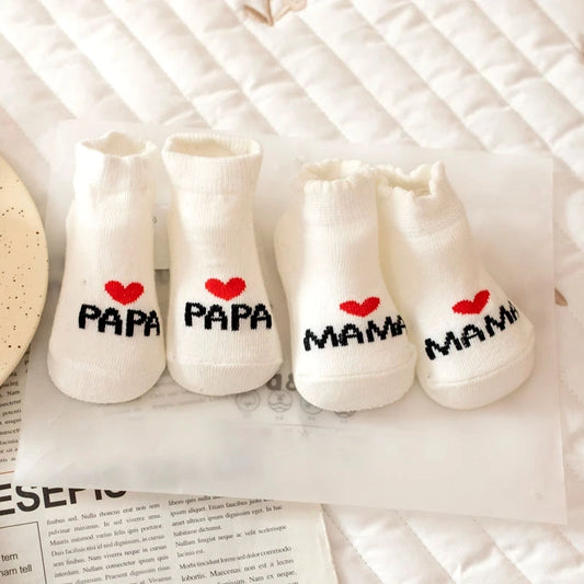 2Pairs Love MAMA PAPA Cotton Socks