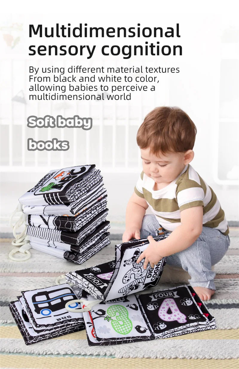 5 Pages Black and White Baby Cloth Book