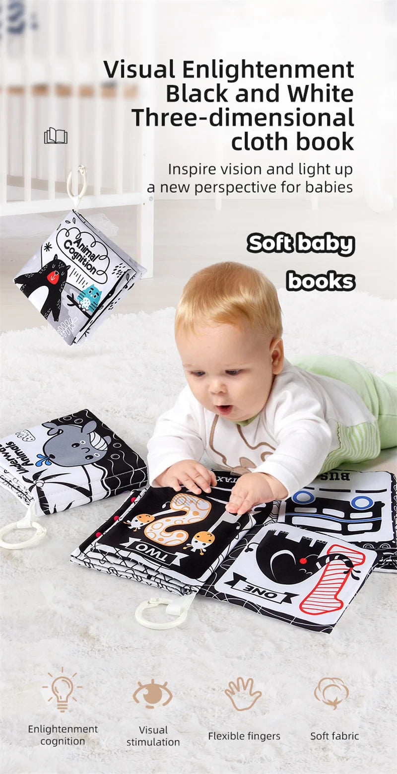 5 Pages Black and White Baby Cloth Book