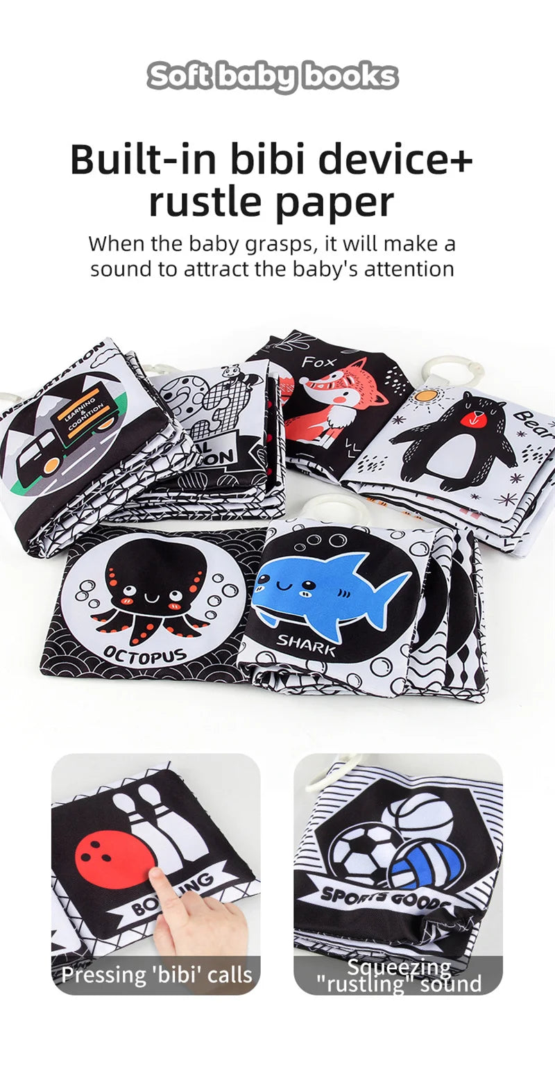 5 Pages Black and White Baby Cloth Book