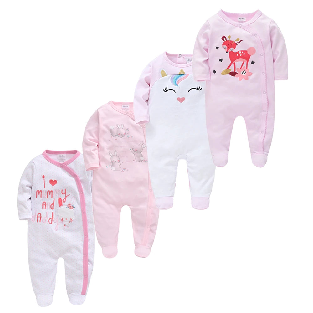 Pack of 4 Pattern Baby sleepsuits