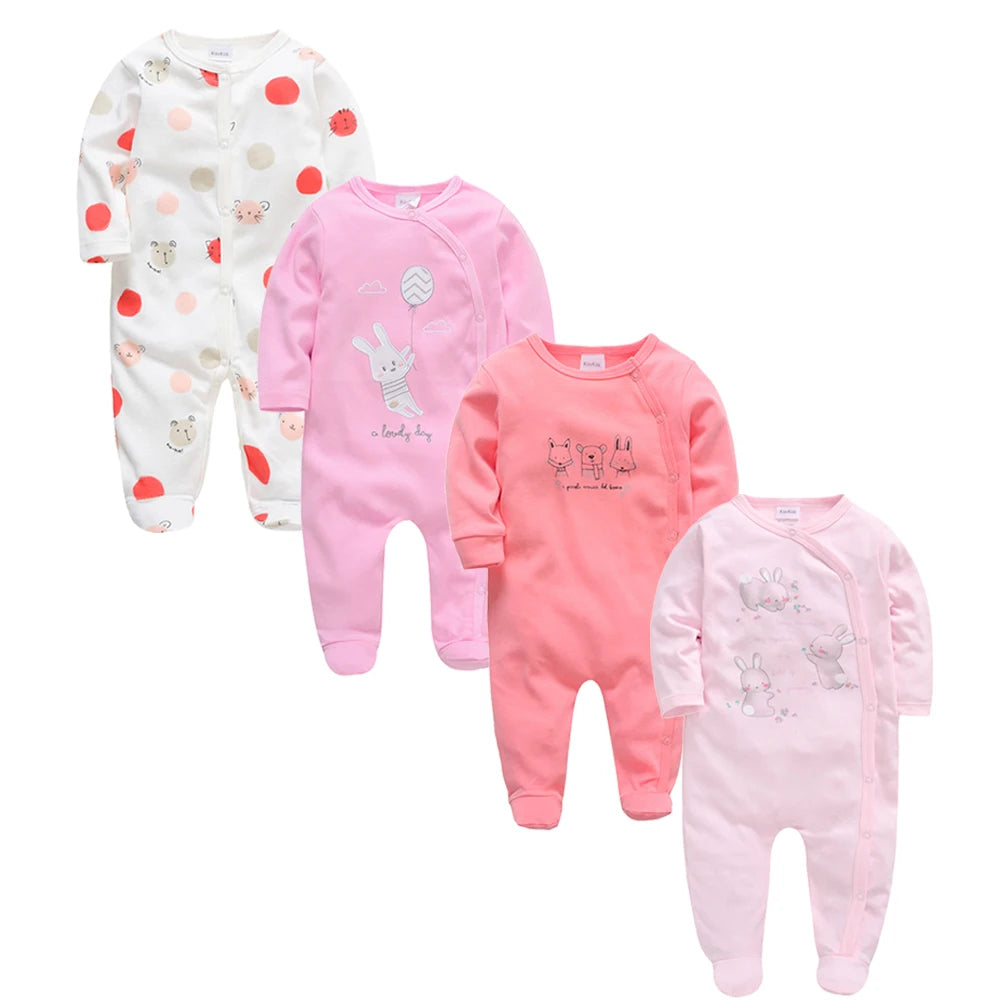 Pack of 4 Pattern Baby sleepsuits