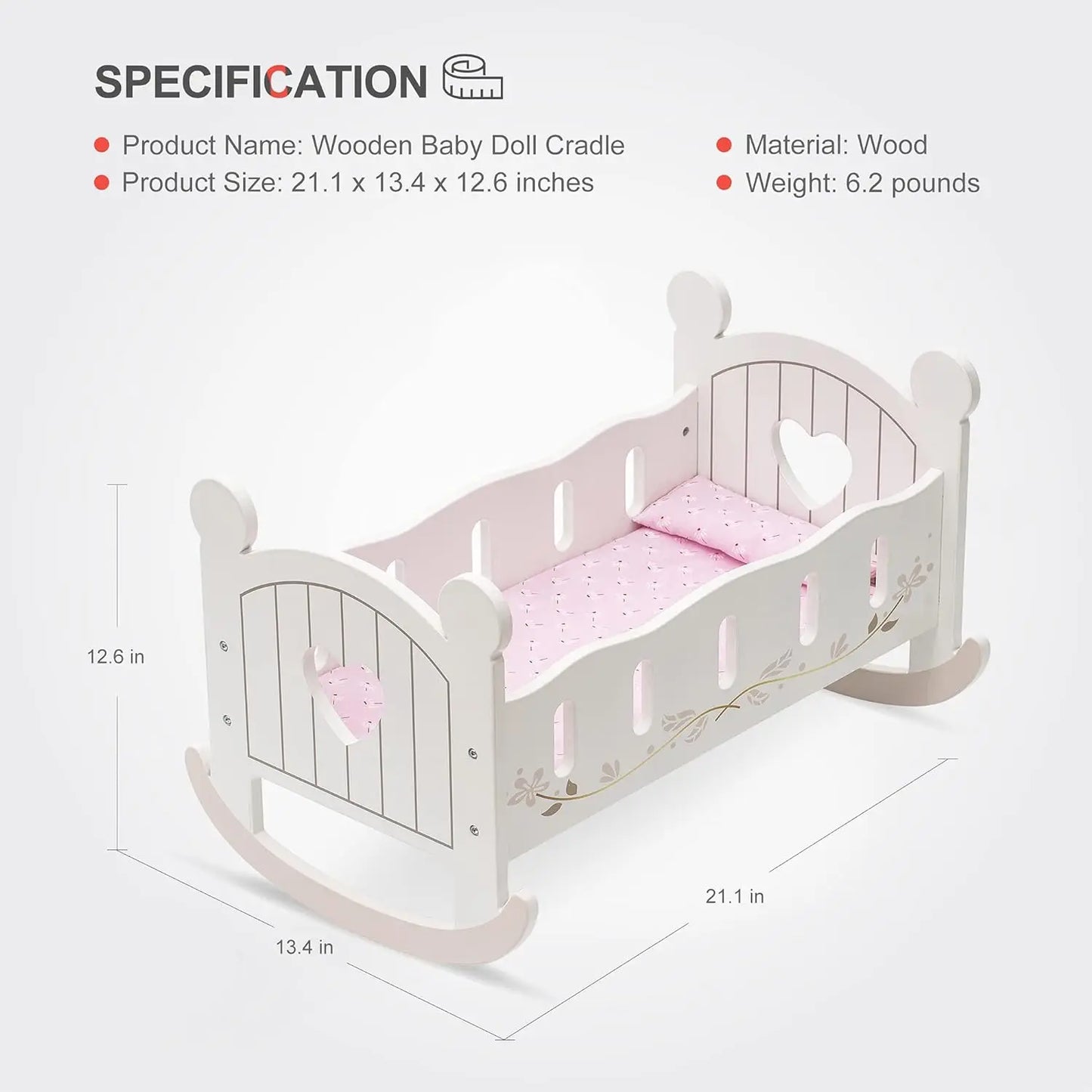 Cradle Rocking Baby Doll Crib