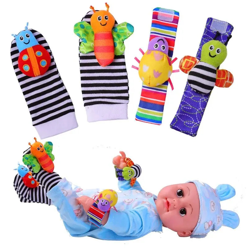 Baby Rattles Toys Animal Socks Wrist Strap