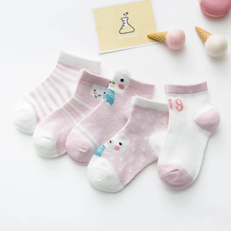 5Pairs Infant Cotton Mesh Baby Socks