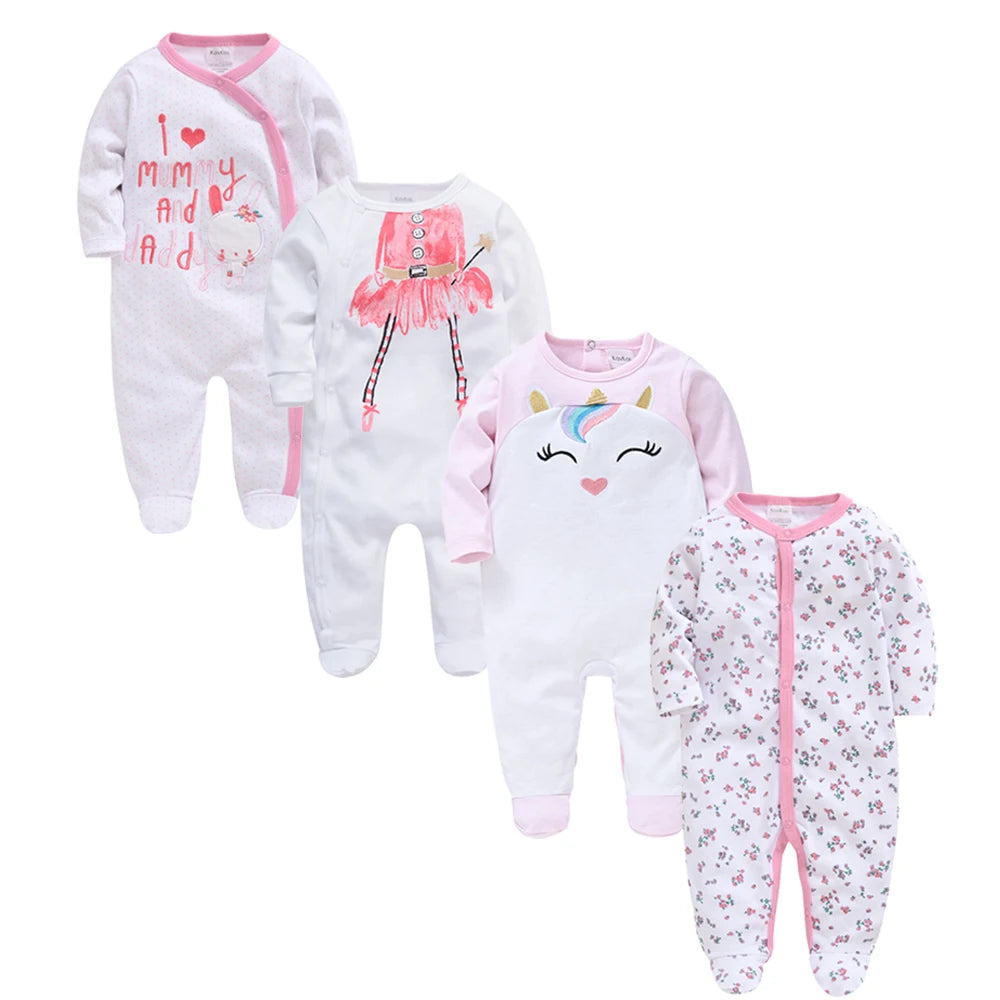 Pack of 4 Pattern Baby sleepsuits