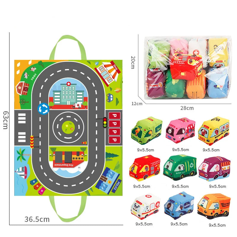 Montessori Soft Cloth Car Toy Set