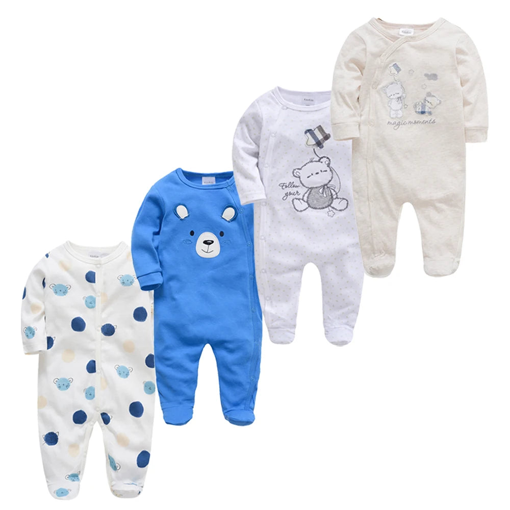 Pack of 4 Pattern Baby sleepsuits