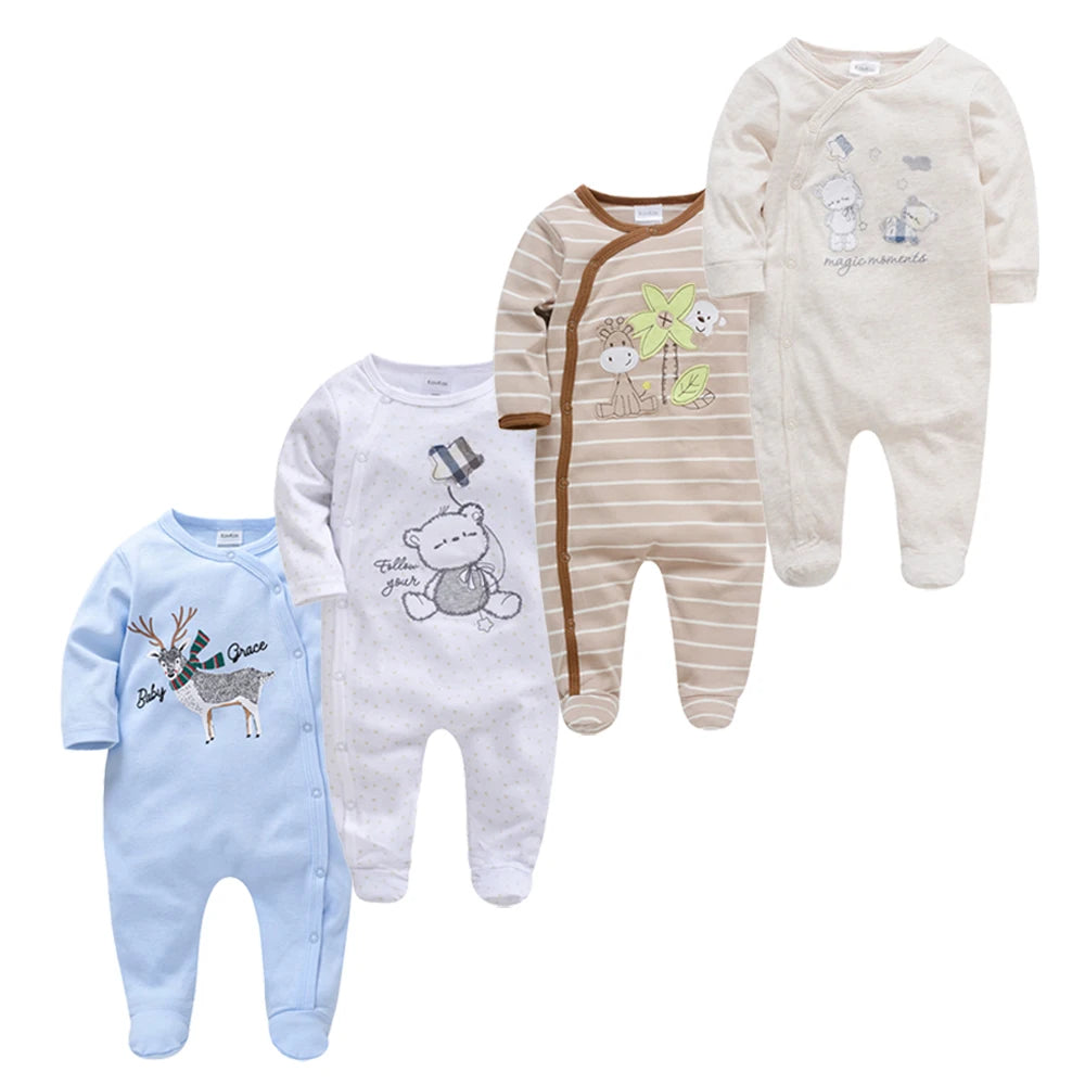 Pack of 4 Pattern Baby sleepsuits