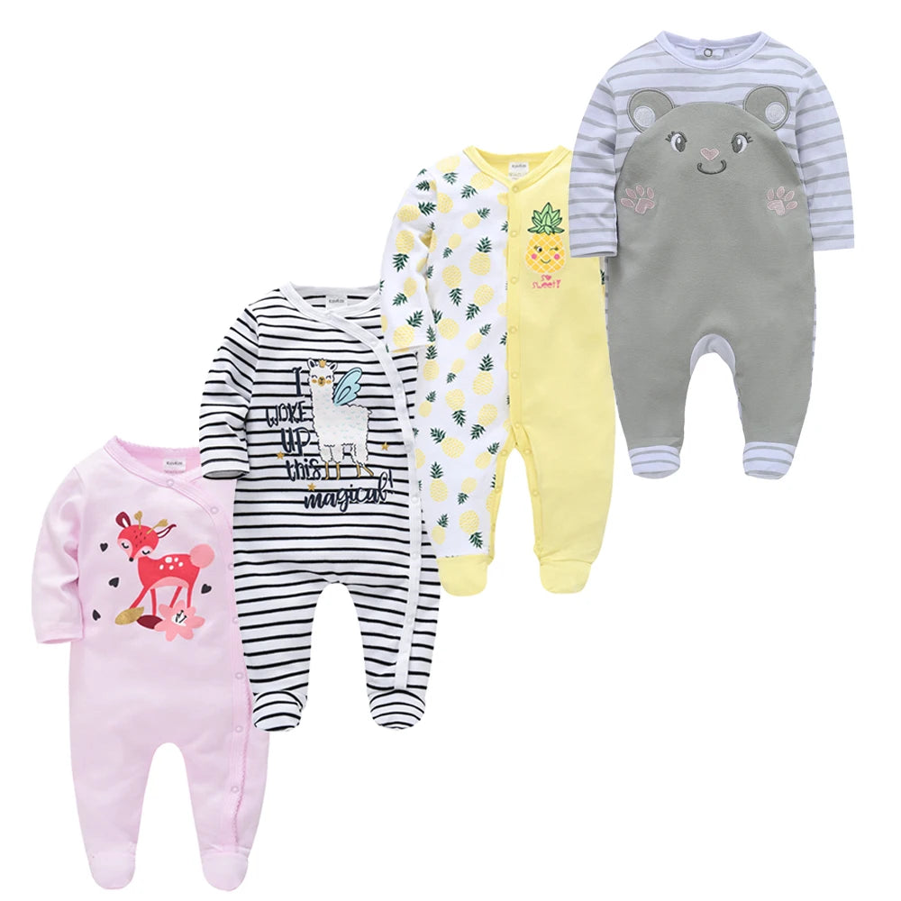 Pack of 4 Pattern Baby sleepsuits