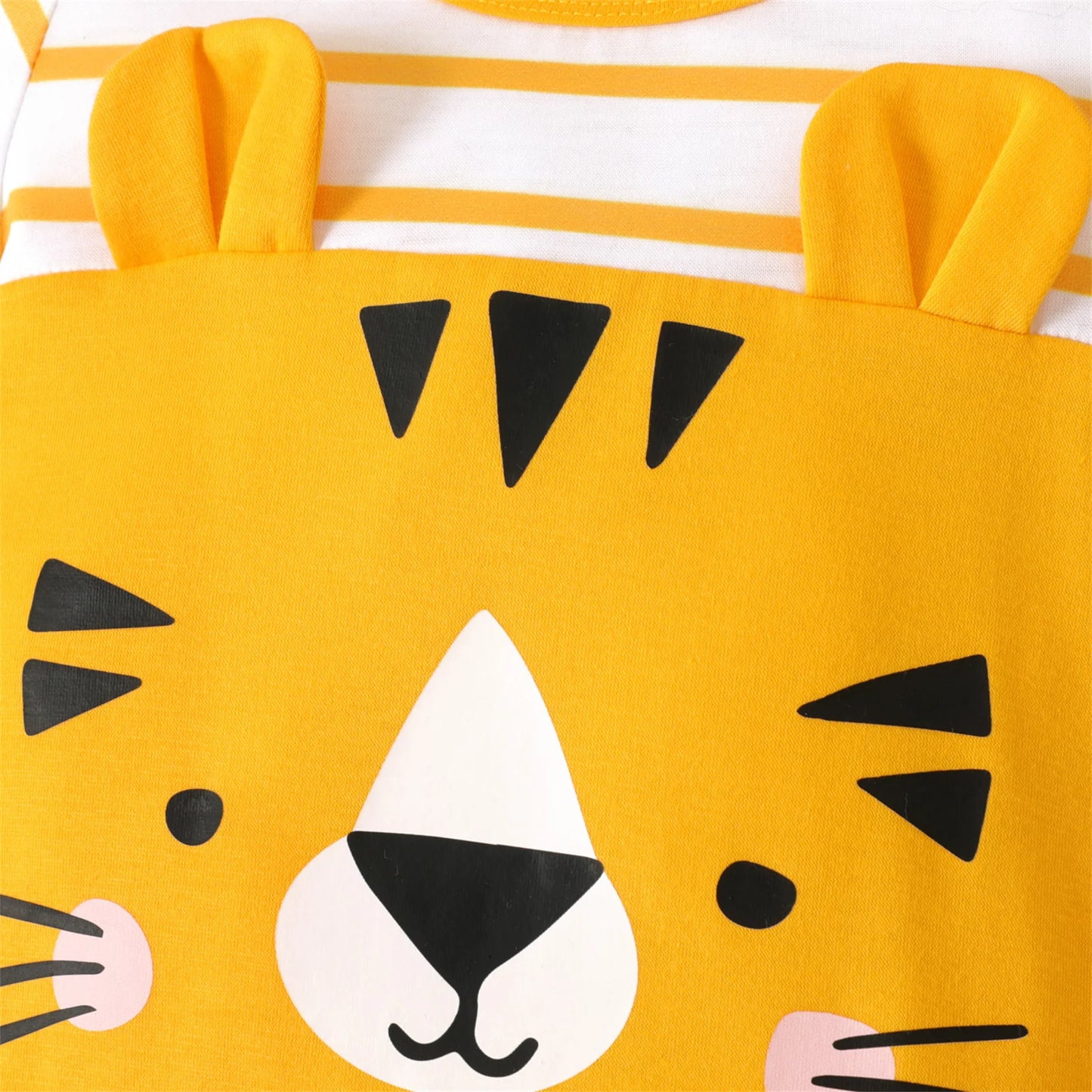 Cartoon Tiger Print Yellow Striped  Baby Boy Clothes