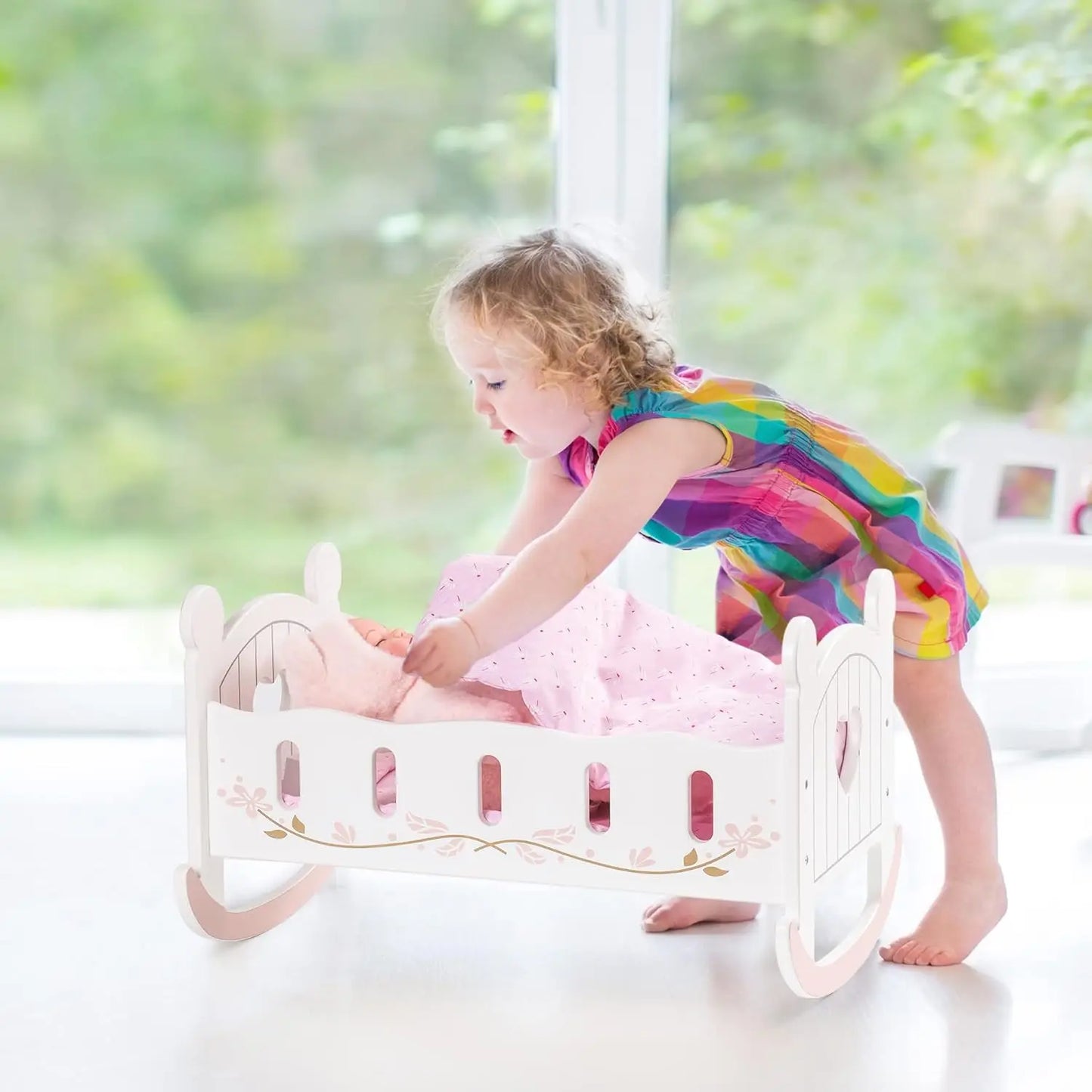 Cradle Rocking Baby Doll Crib