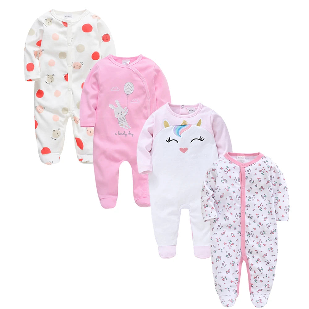 Pack of 4 Pattern Baby sleepsuits